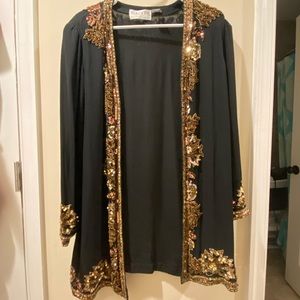 Black Tie Oleg Cassini 100% Silk Sequin Jacket